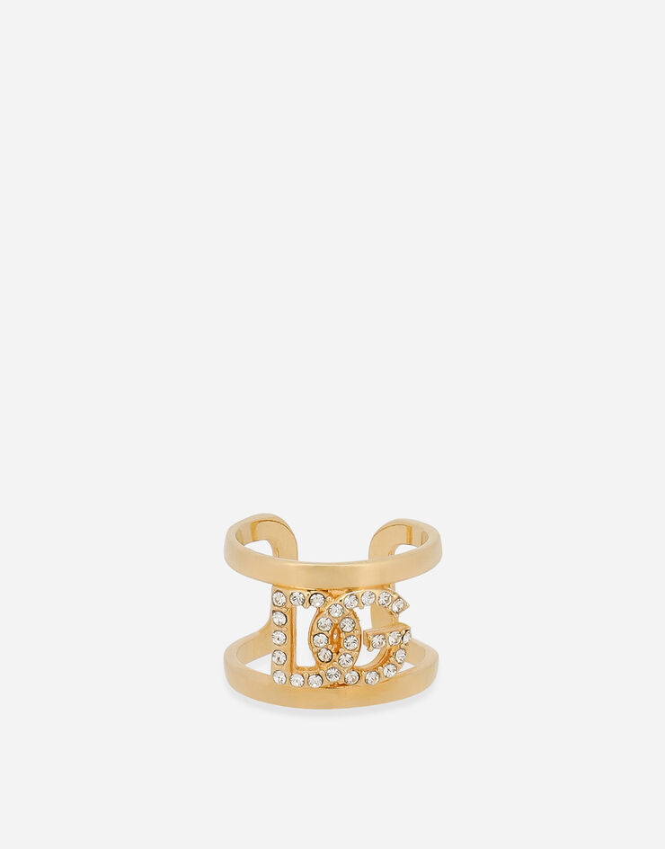 Dolce & Gabbana Ring with rhinestone-detailed DG logo Gold WRO8L4W1111