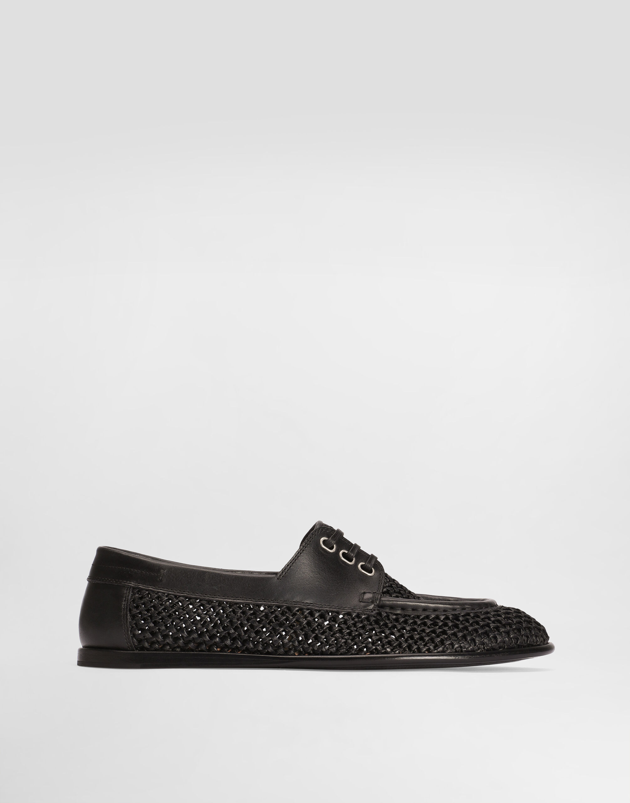 Blackのメンズ Derby shoes in raffia | Dolce&Gabbana®