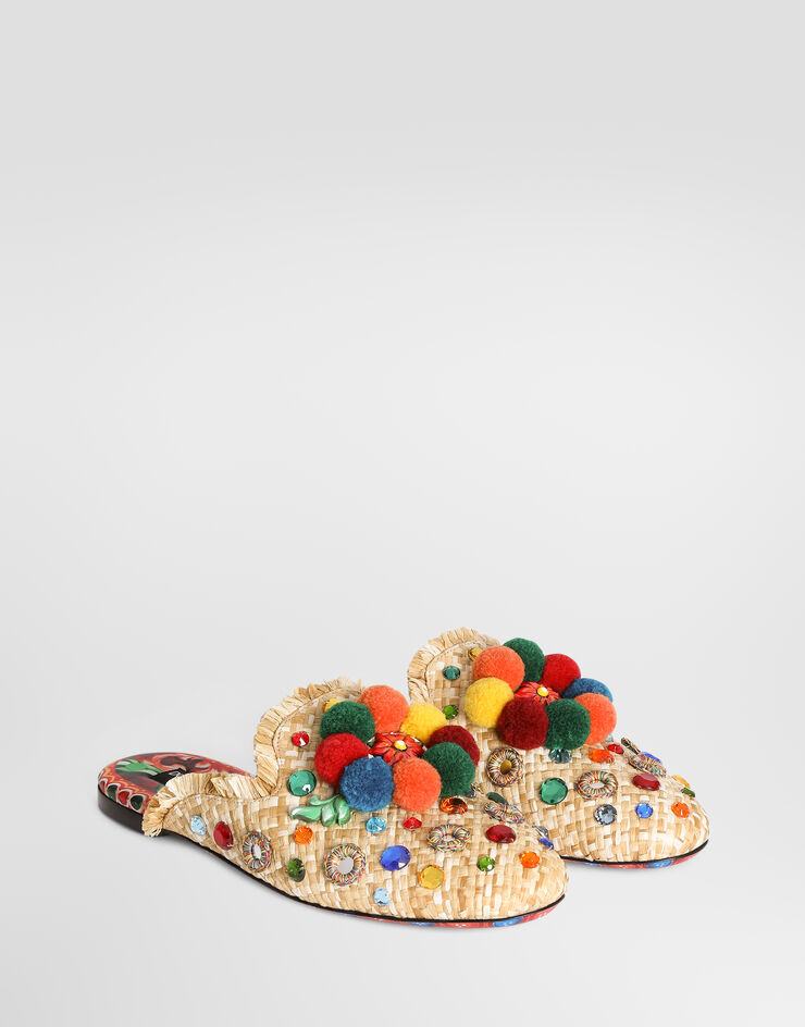 Dolce & Gabbana Mule de rafia con bordados Dolce & Gabbana Mule de rafia con bordados Multicolor CI0229A0465