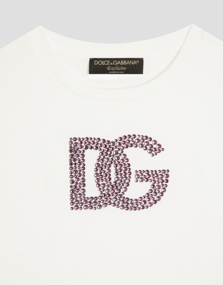 Dolce & Gabbana Camiseta de punto con logotipo DG Blanco L5JTNKG7O9K