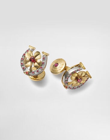 Dolce & Gabbana Good Luck Cufflinks 18 carat yellow gold and rubies Gold WFKG1GWRUB1
