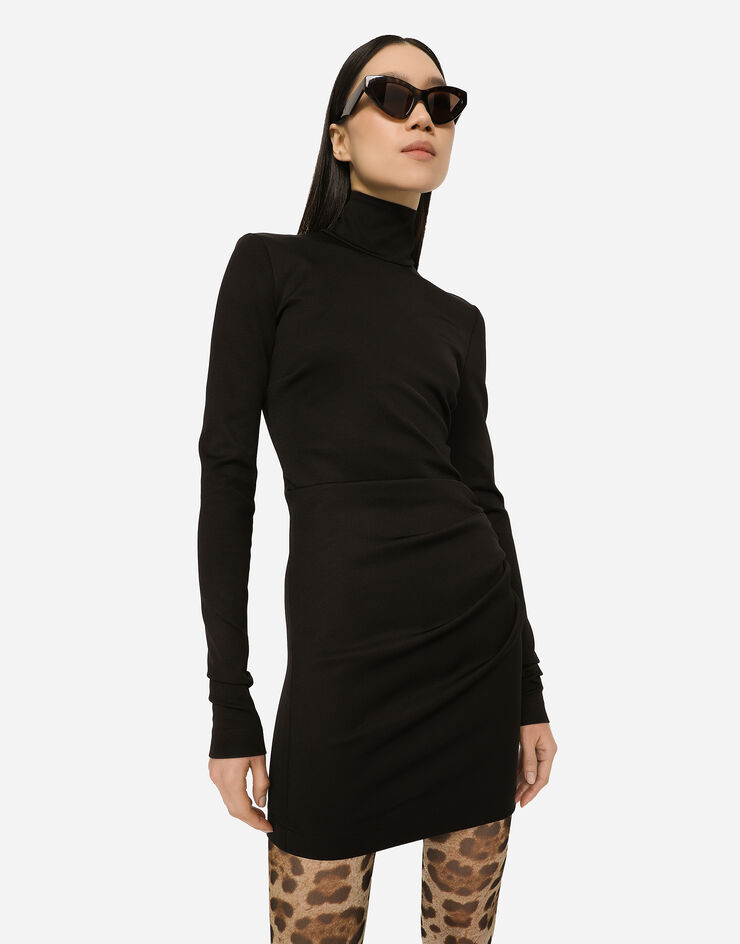 Dolce&Gabbana Short jersey Milano rib dress Black F6COJTFUGRC