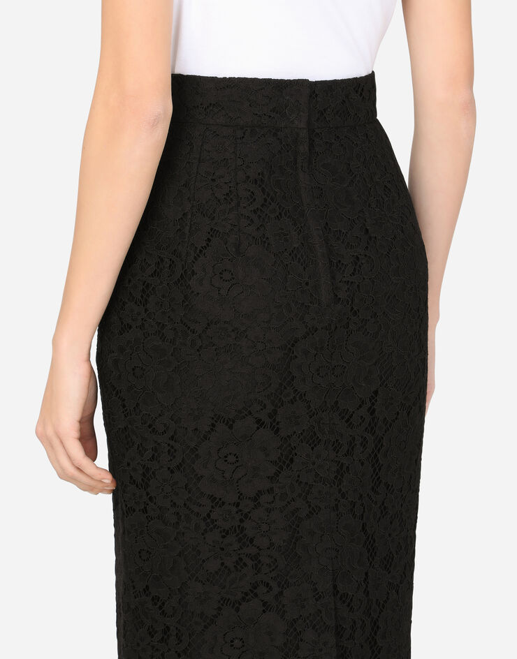 Dolce & Gabbana Falda de tubo longuette de encaje Negro F4BSQTHLMCK