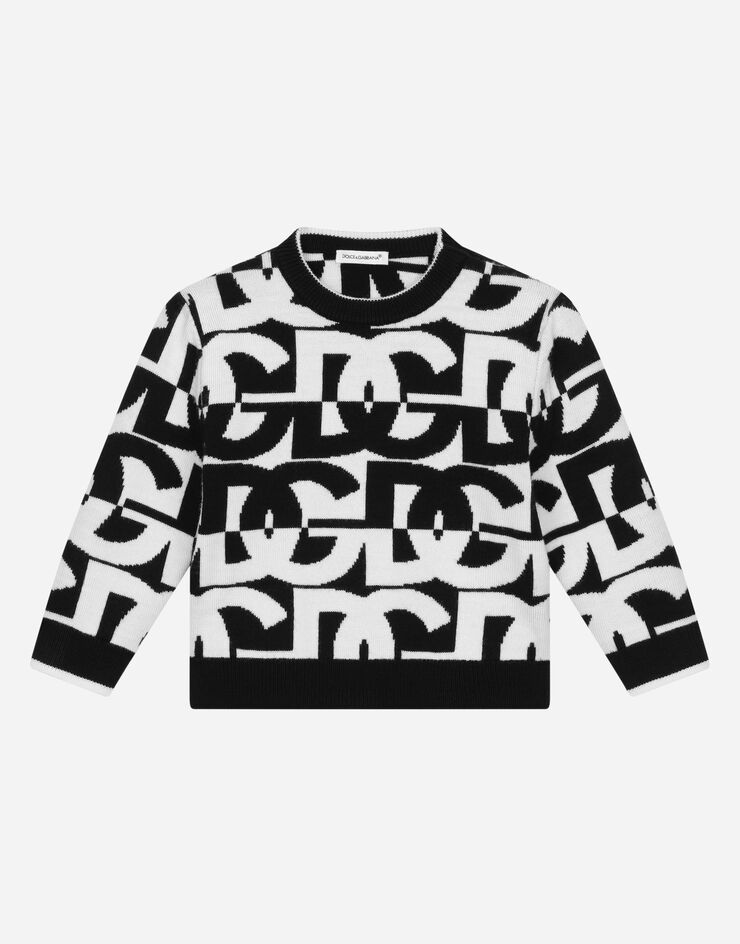 Dolce & Gabbana Round-neck sweater with jacquard DG logo Multicolor L1KWC5JBVT5