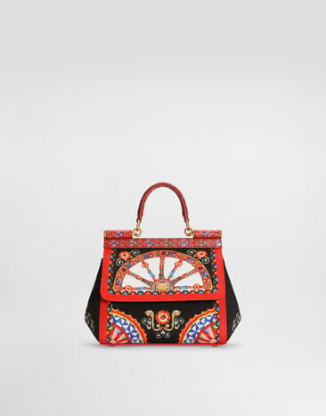 Dolce & Gabbana Kleine Sicily Handtasche mit Carretto-Print Multicolor BB6003B0816