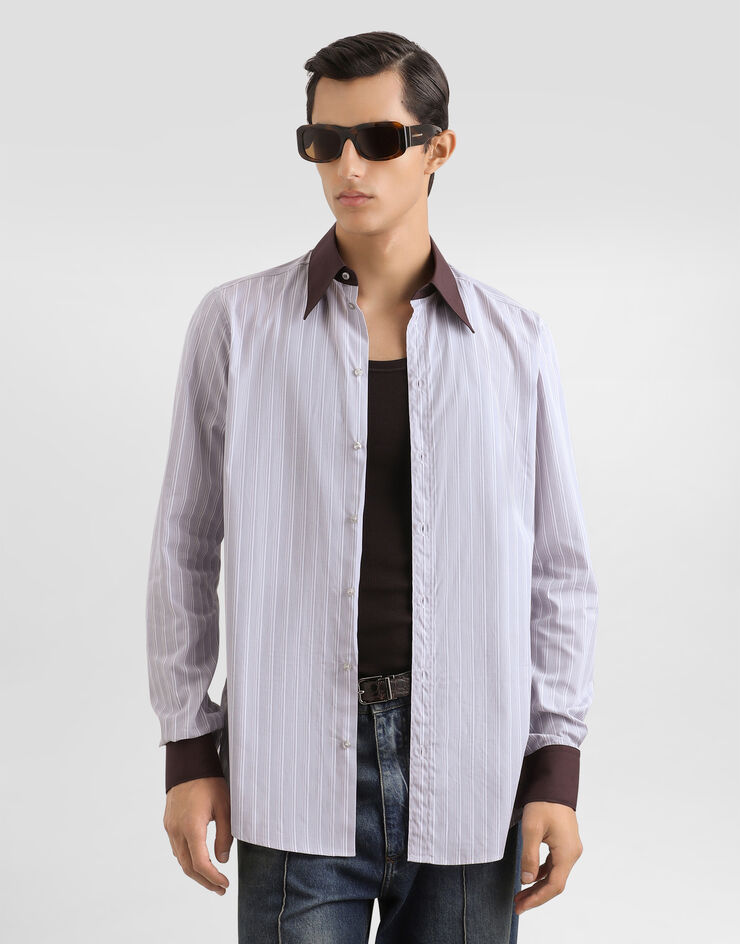 Dolce & Gabbana Striped cotton poplin gold shirt Multicolor G5OD6TFR50E