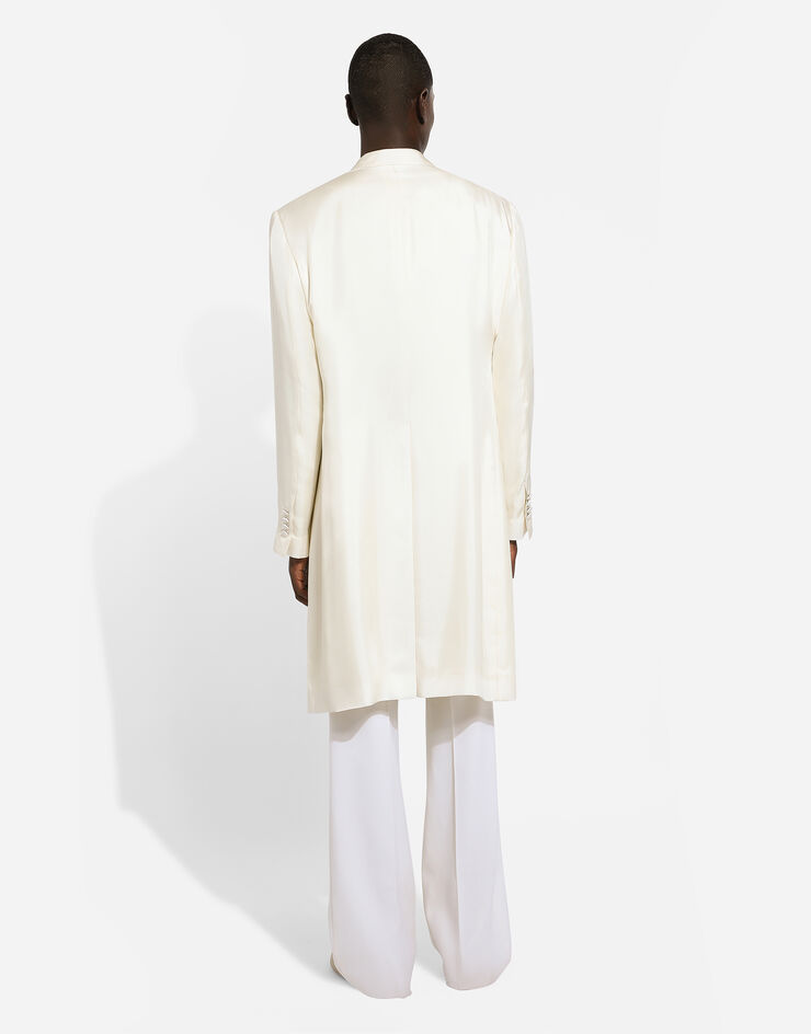 Dolce & Gabbana Einreihiger Mantel aus Seidentwill White G044UTFU1S4