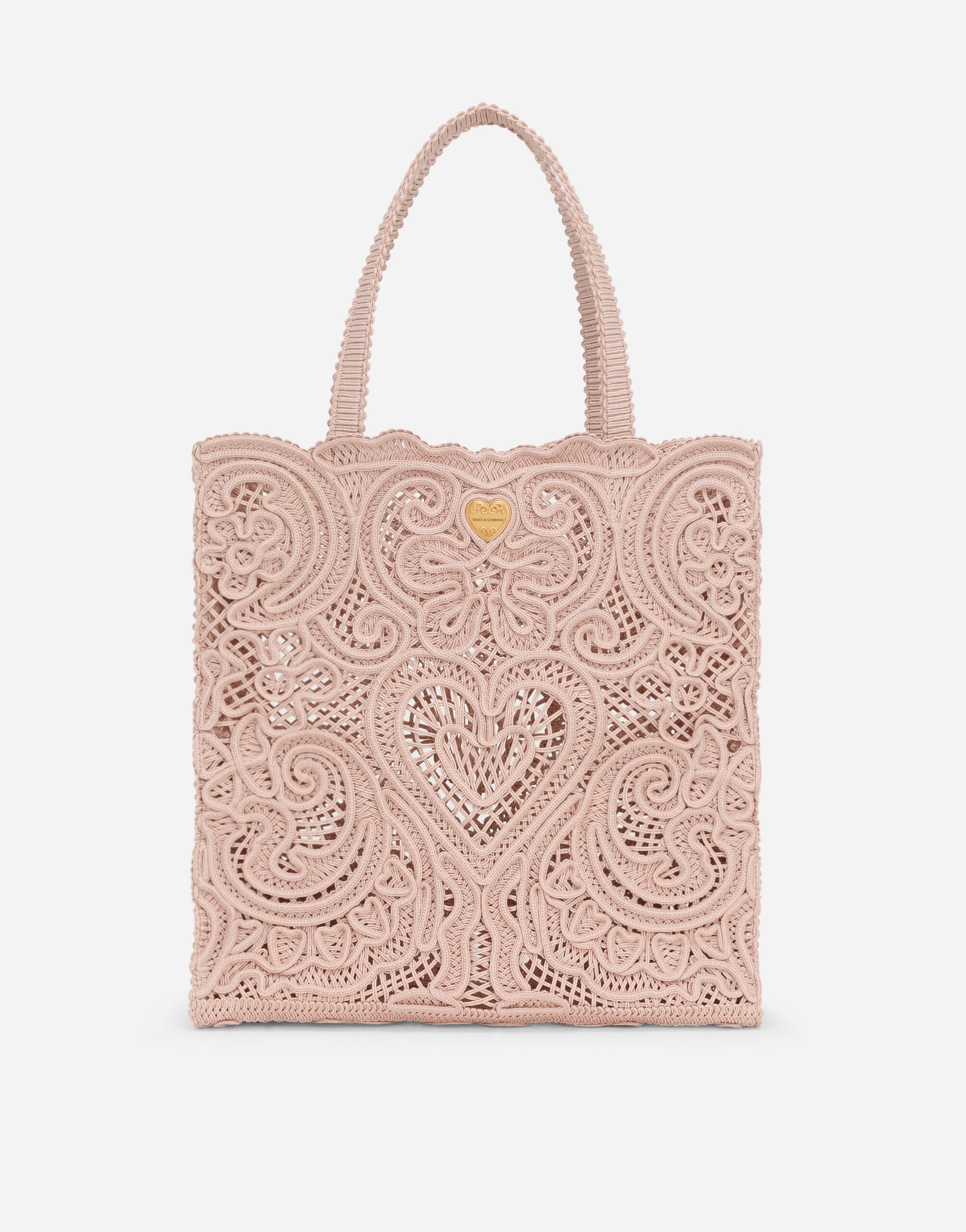 Medium shopper with cordonetto embroidery in Beige for Women