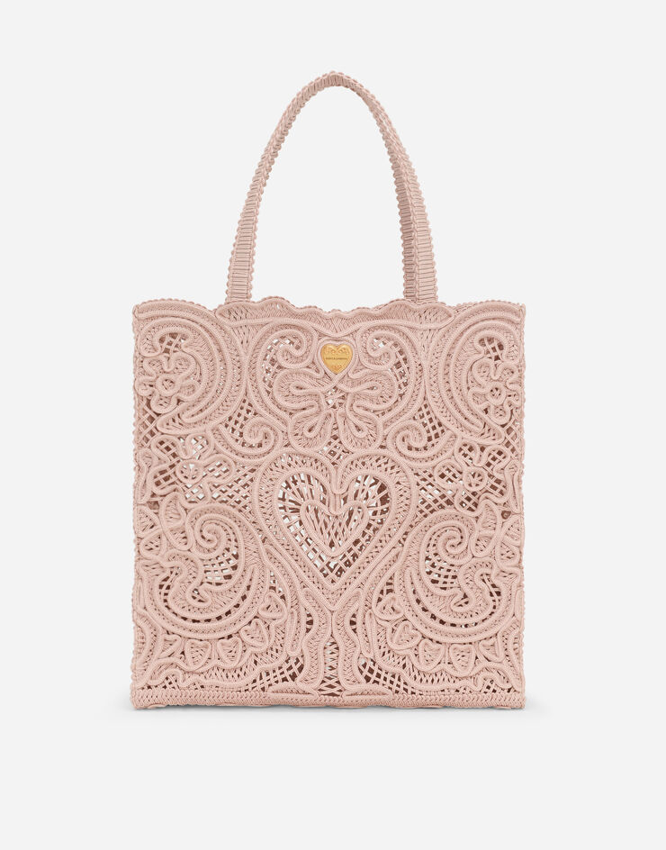 Dolce & Gabbana Medium shopper with cordonetto embroidery бежевый BB6927AW717