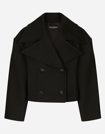 Dolce & Gabbana Свободная укороченная куртка из шерстяного габардина черный F0D1OTFUMG9