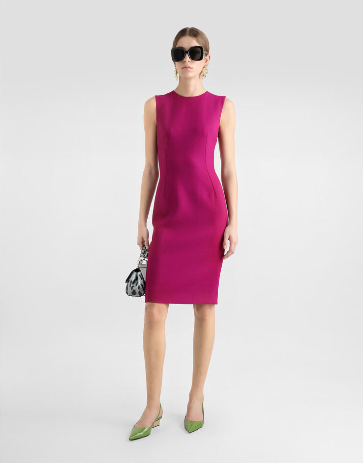 Dolce & Gabbana Longuette-Schlauchkleid aus Wollkrepp Mehrfarbig F6TKATFU2TZ