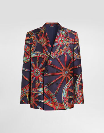 Dolce & Gabbana Carretto-print silk twill double-breasted portofino jacket Multicolor G2WN6TIS131
