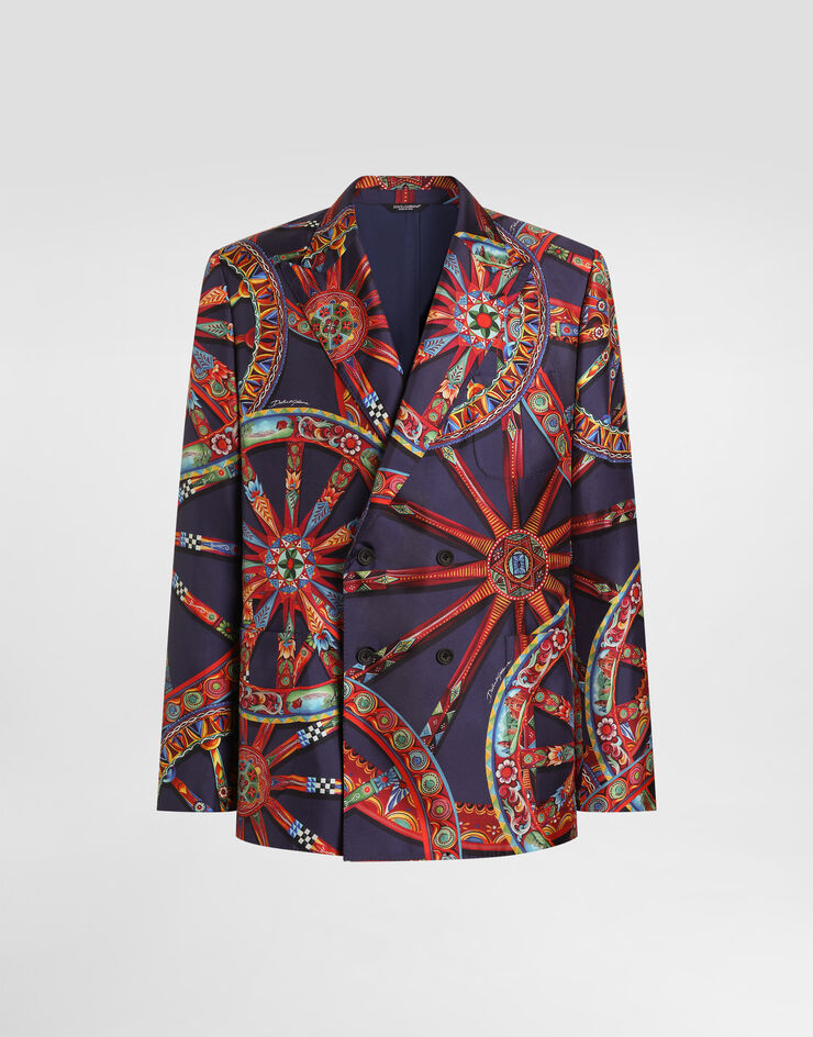 Dolce & Gabbana Carretto-print silk twill double-breasted portofino jacket Multicolor G2WN6TIS131