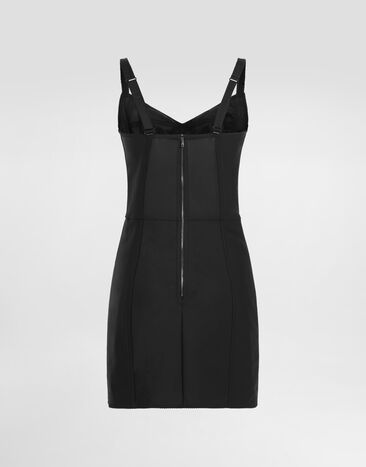 Dolce & Gabbana Sheath dress in stretch fabric and lace Black F63G8TGDCLQ