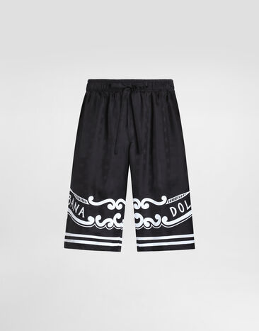 Dolce & Gabbana Silk shorts with bandanna-print details Black GV37ATGI979