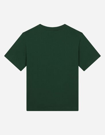 Dolce & Gabbana T-Shirt aus Jersey mit Logoplakette Grün L4JTBLG7M4S