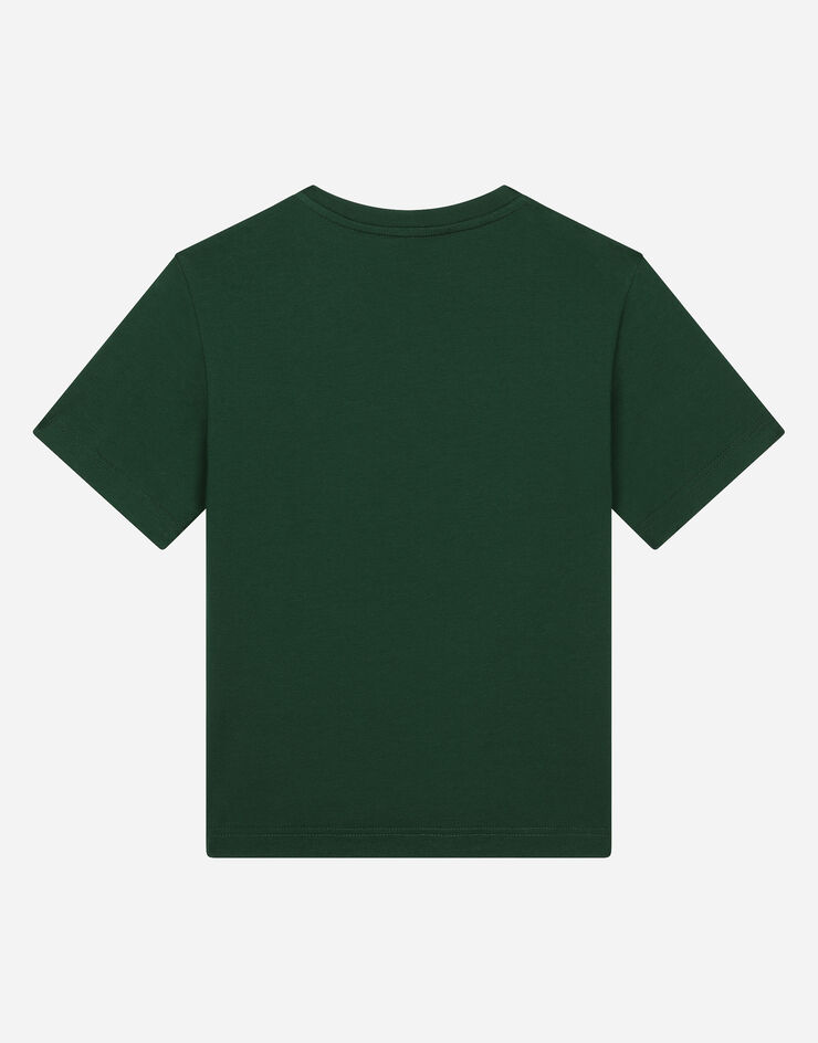 Dolce & Gabbana Camiseta de punto con placa con logotipo Verde L4JTBLG7M4S