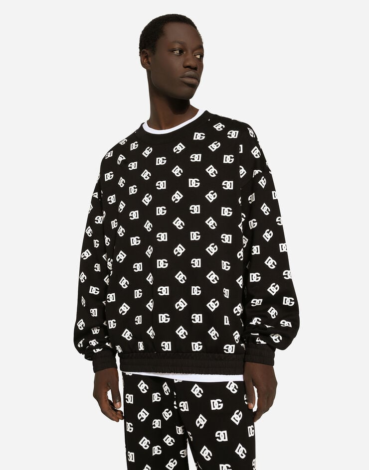 Dolce & Gabbana Round-neck sweatshirt with DG Monogram print ブラック G9AUVTG7L5C