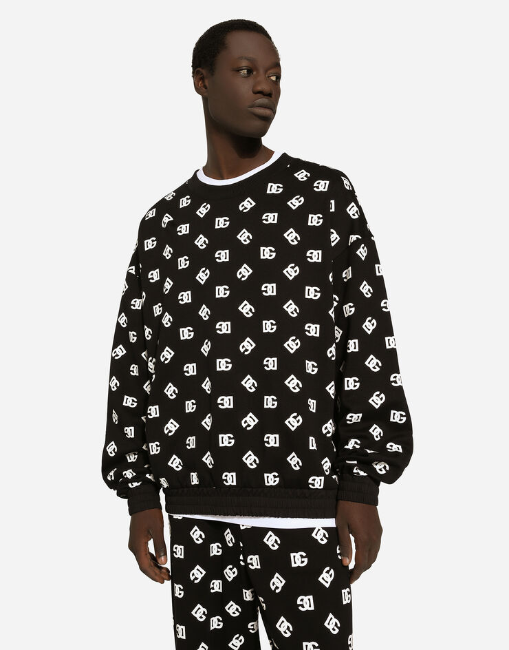 Dolce & Gabbana Round-neck sweatshirt with DG Monogram print Black G9AUVTG7L5C