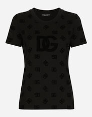 Dolce & Gabbana Jersey T-shirt with all-over flocked DG logo White F8T00ZGDCBT