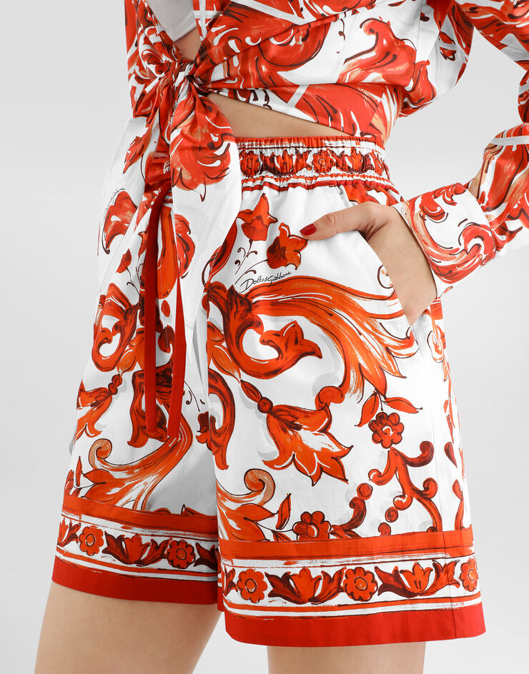 Dolce & Gabbana Majolica-print bermuda poplin shorts Multicolor FTDJVTGDDRD