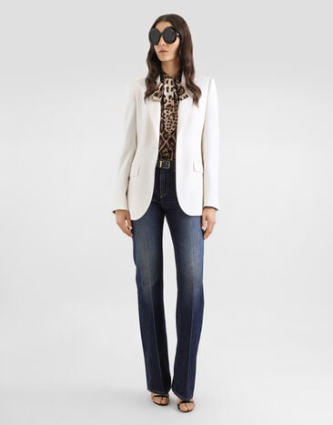 Dolce & Gabbana Single-breasted cashmere jacket White F29KNTFU29R
