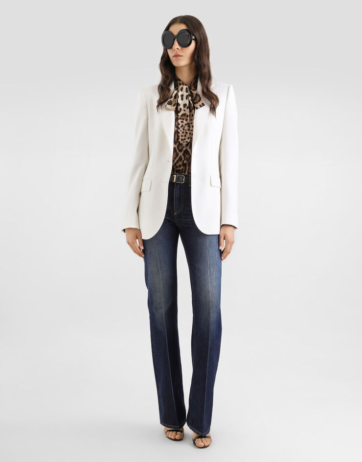 Dolce & Gabbana Single-breasted cashmere jacket White F29KNTFU29R