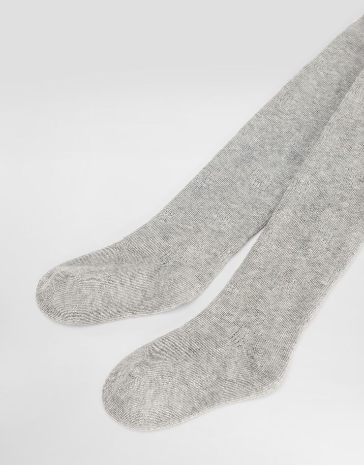 Dolce & Gabbana Perforated tights with DG logo Grey LBKAF1JBCDQ
