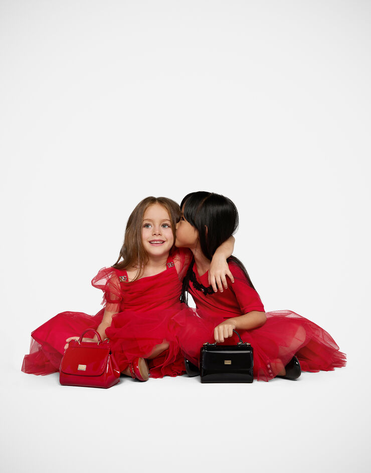 Dolce & Gabbana Langes Kleid aus Tüll Rot L53DL7HLM0U