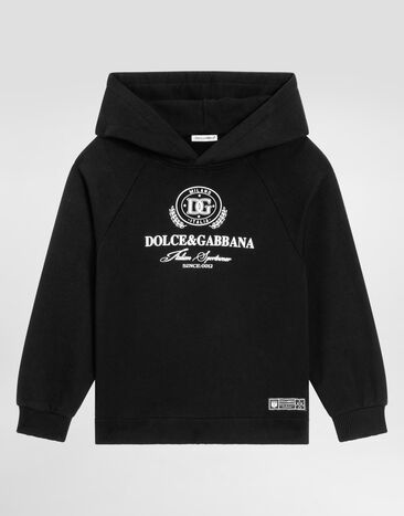 Dolce & Gabbana Jersey hoodie with Dolce&Gabbana logo Black L4JWKZG7N4O