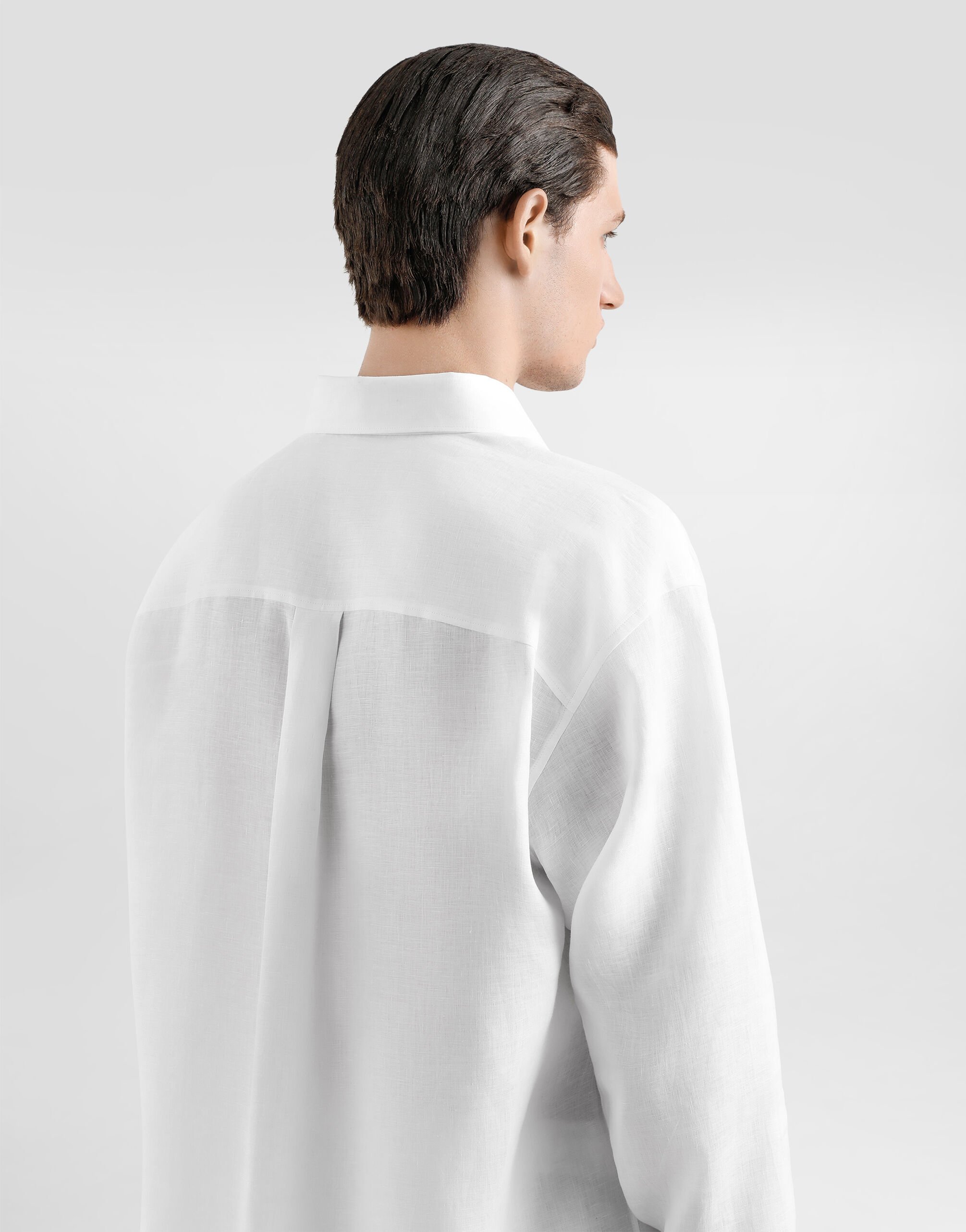 Linen shirt with heraldic patch in White for Men