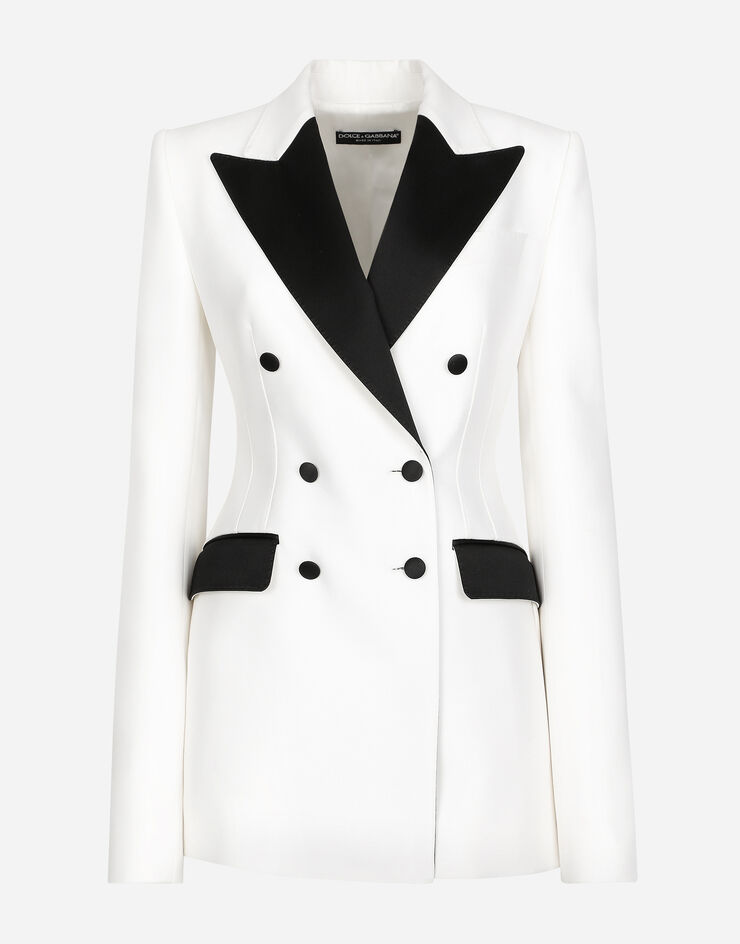 Dolce & Gabbana Двубортный пиджак-смокинг Turlington из фая белый F29YMTFU3R1