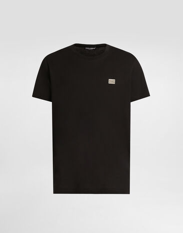 Dolce & Gabbana T-shirt en coton avec plaquette Noir G8RN8TG7N7A