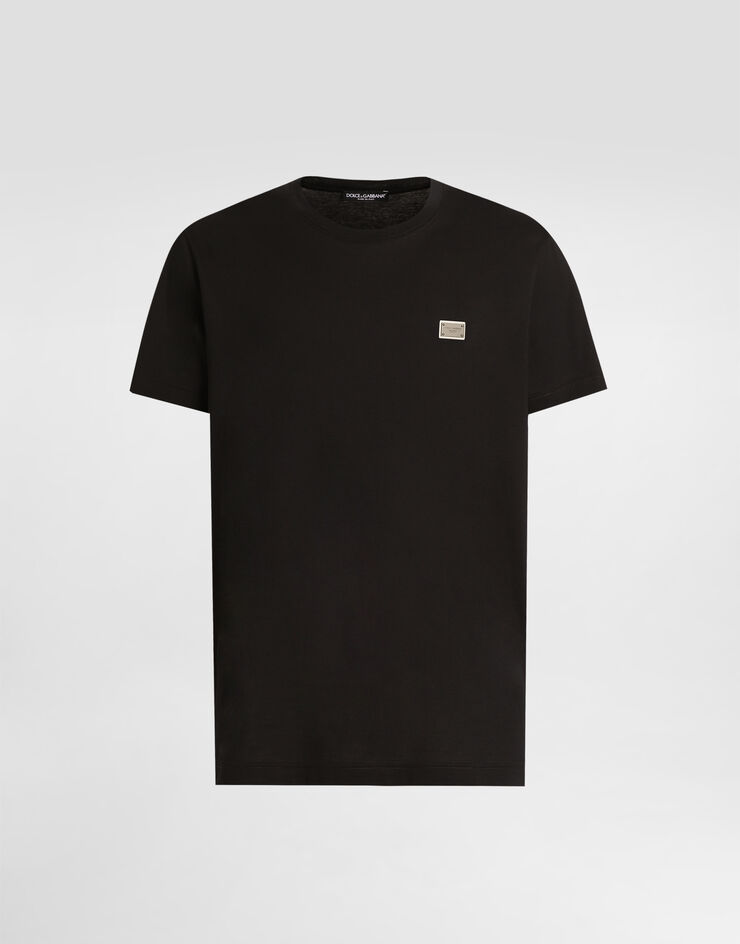 Dolce & Gabbana ロゴプレート コットン Tシャツ ブラック G8RN8TG7N7A