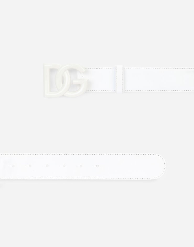 Dolce & Gabbana Cintura in cuoio con fibbia logo DG incrociato Bianco BE1446AQ069