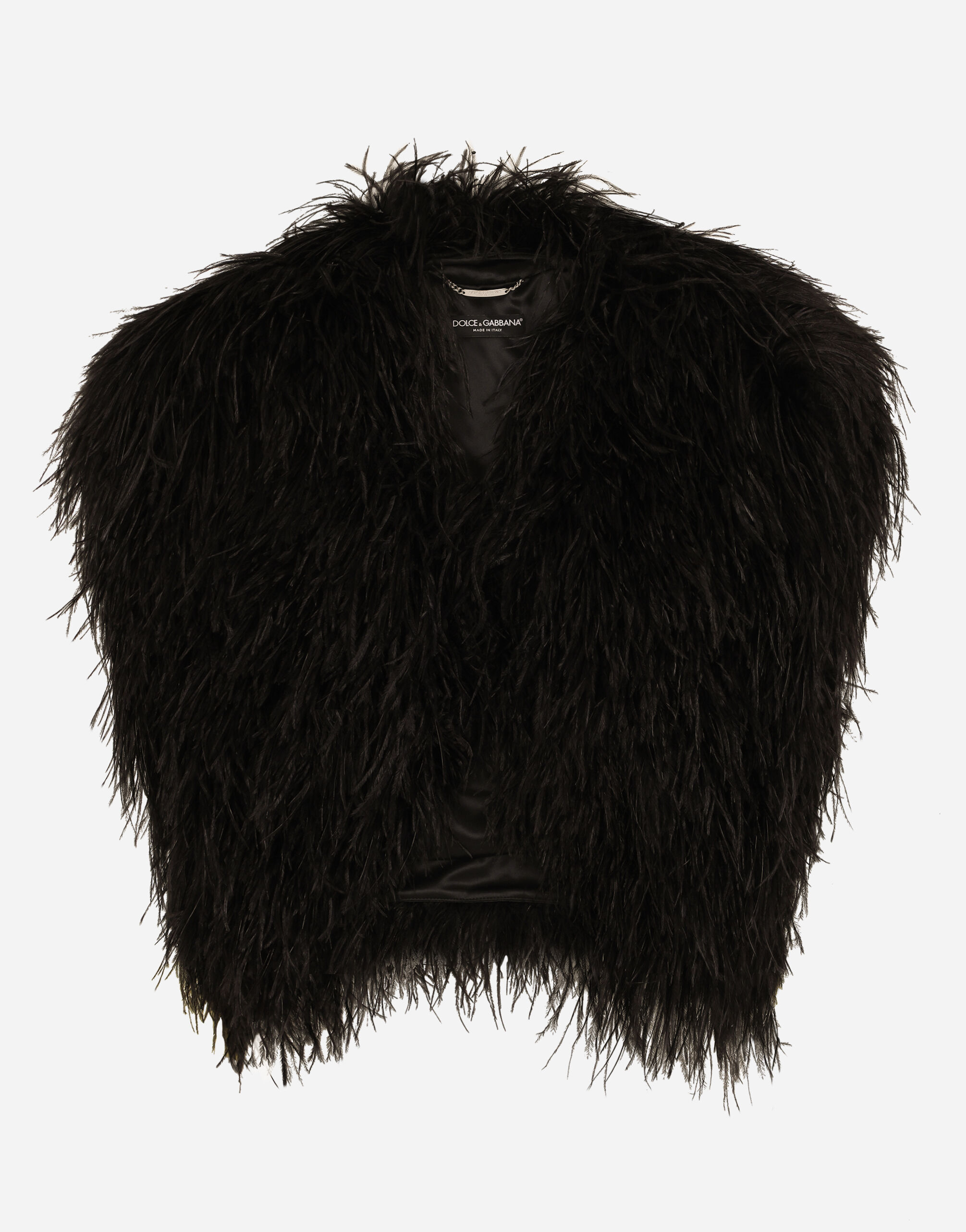 Faux ostrich feather jacket top