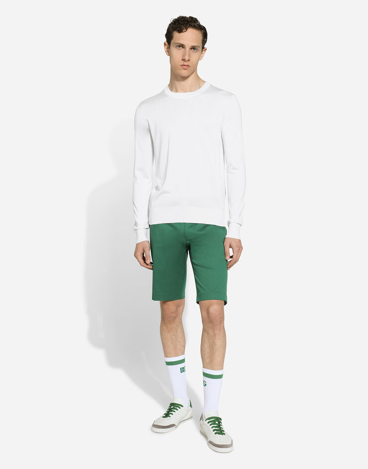 Dolce & Gabbana Dolce&Gabbana 徽标真丝圆领针织衫 白 GXX02ZJBSJS