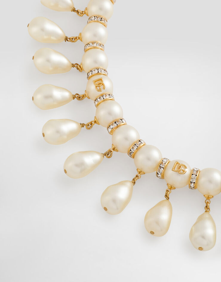 Dolce & Gabbana Choker with spheres, teardrop details and DG logo White WNR2Y2W1111