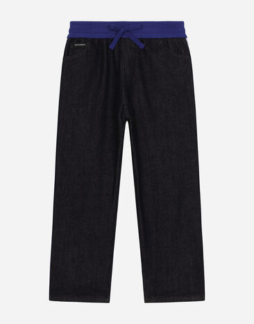 Dolce & Gabbana Pantalón de 5 bolsillos de denim con banda con logotipo Multicolor L44P51LDC41