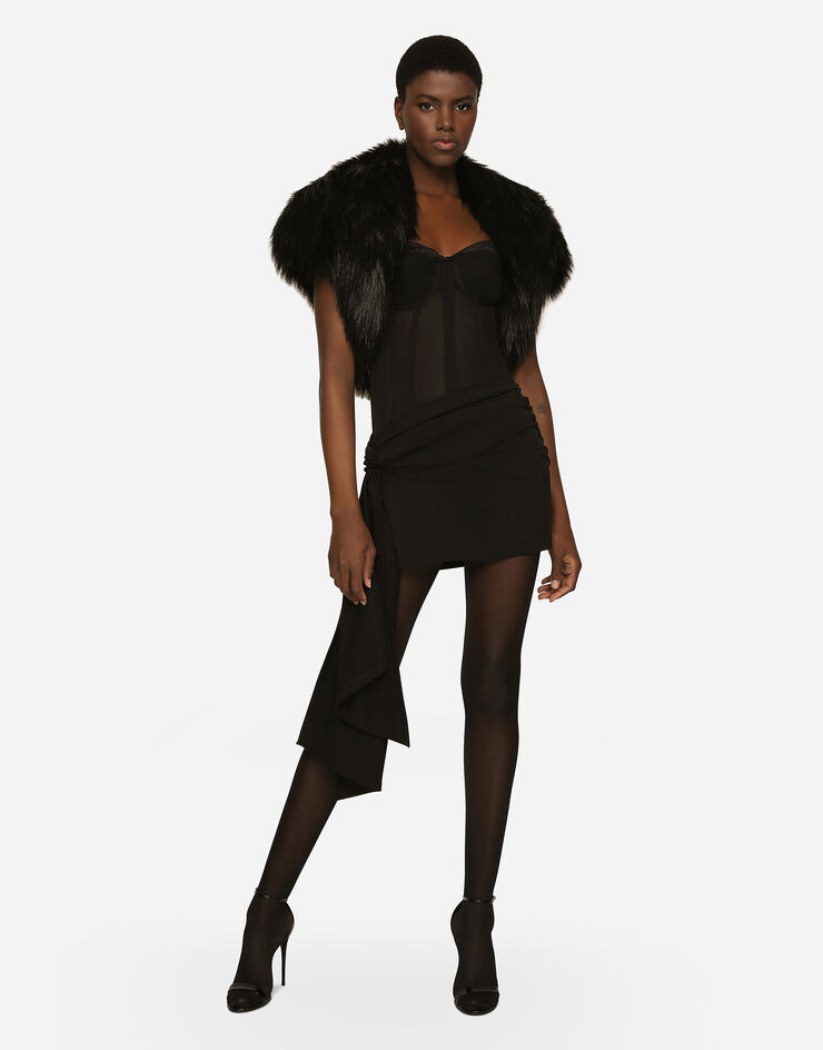 Dolce & Gabbana Bolero aus Kunstfell Schwarz F26S4FFUST8