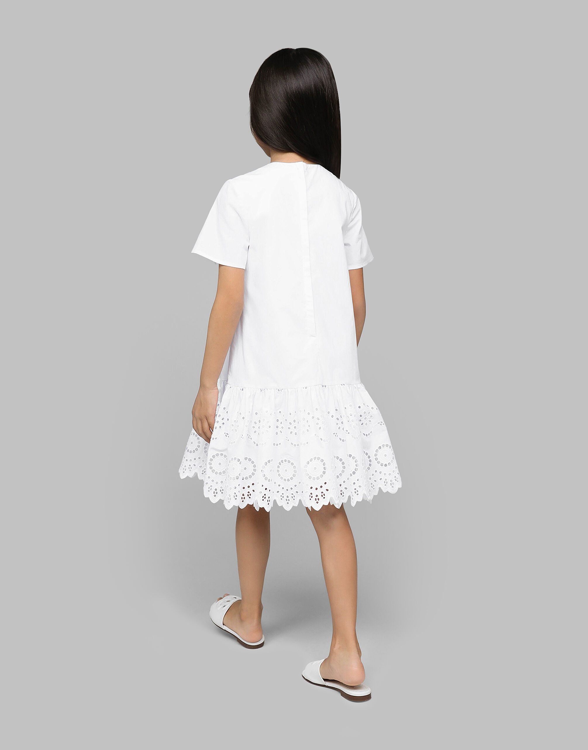 Poplin dress with DG logo in White for Girls | Dolce&Gabbana® US