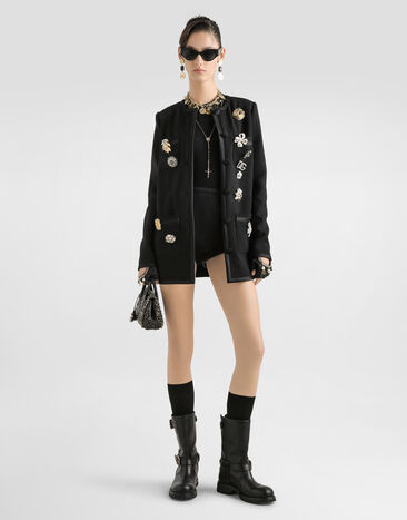 Dolce & Gabbana Veste droite en double crêpe Noir F27EEZFU2L8