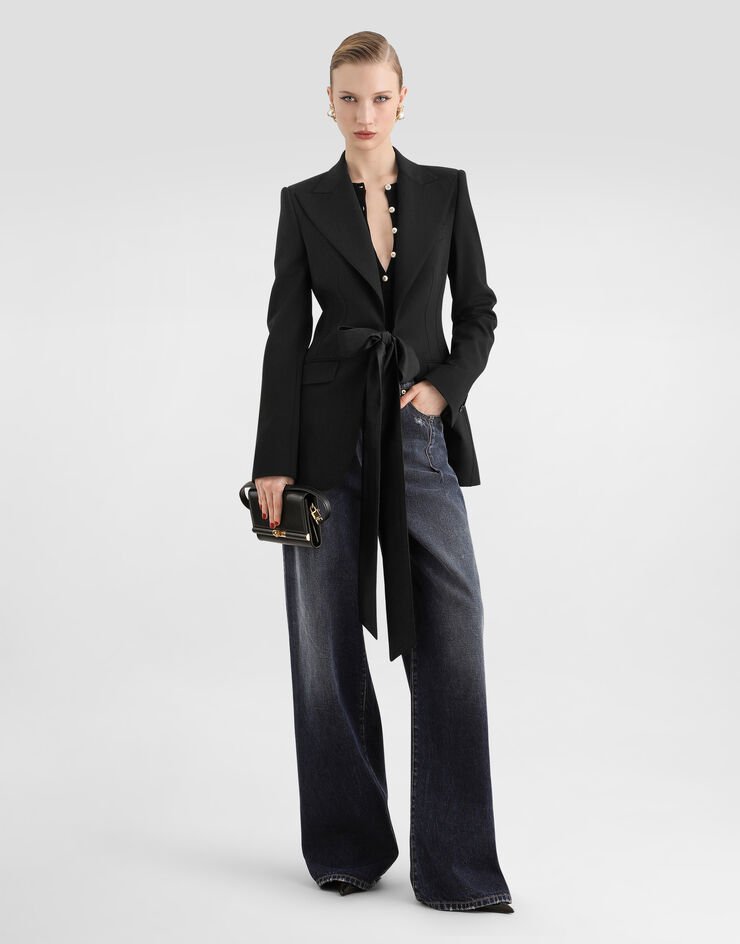 Dolce & Gabbana Turlington single-breasted jacket in micro-ribbed fabric Dolce & Gabbana Turlington single-breasted jacket in micro-ribbed fabric Black F2JBUTFUBG3