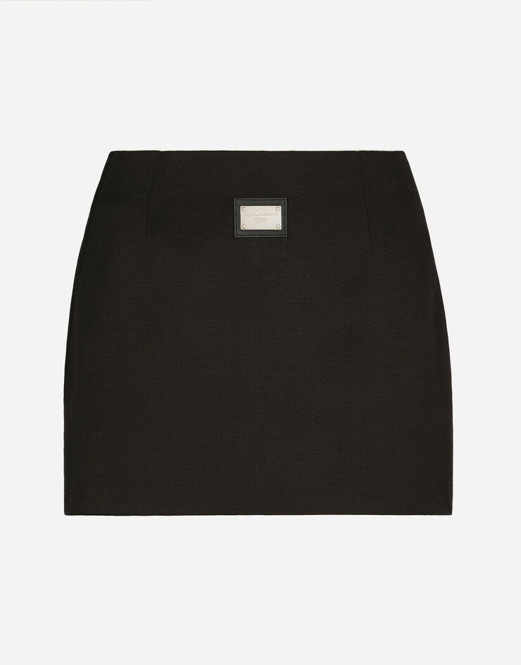 Dolce&Gabbana Короткая юбка из ткани отто с пластинкой Dolce&Gabbana черный F4CLKTFU8BM