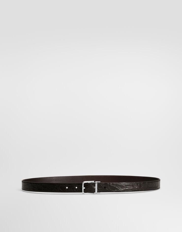 Dolce & Gabbana حزام من جلد كايمان بني BC4337A2088