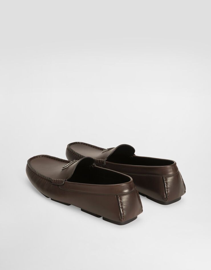 Dolce & Gabbana DG driver calfskin loafers Brown A50596A0065