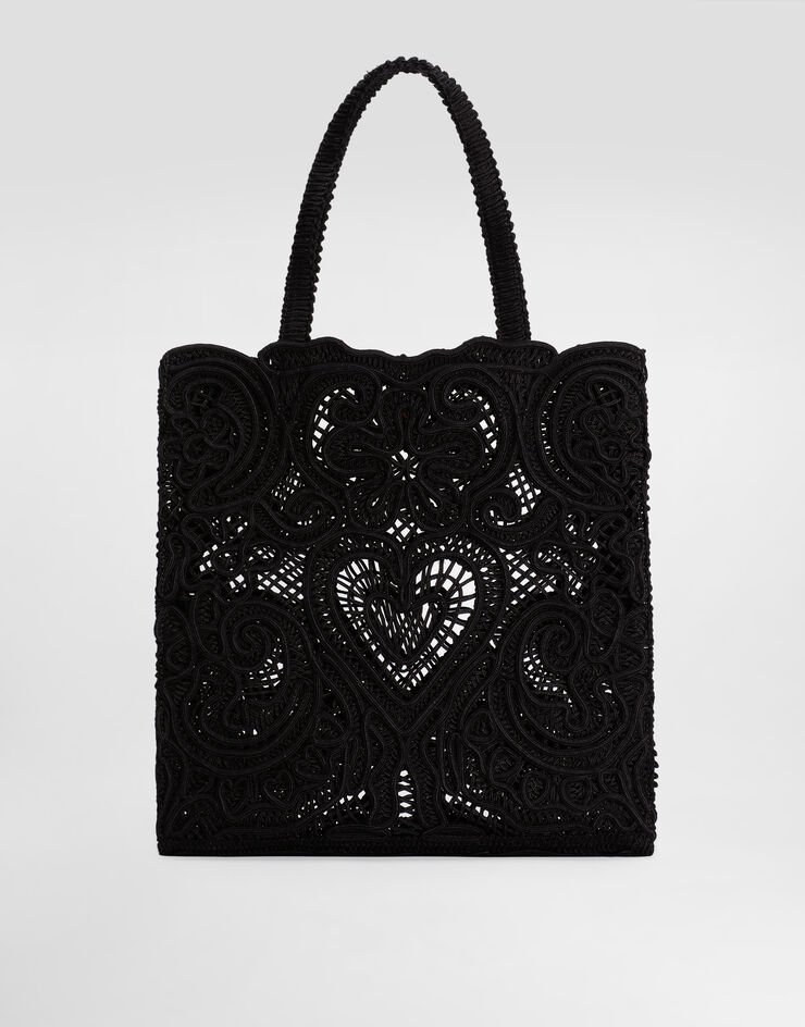 Dolce & Gabbana Mittelgroßer Shopper Beatrice aus Kordelspitze SCHWARZ BB6927AW717