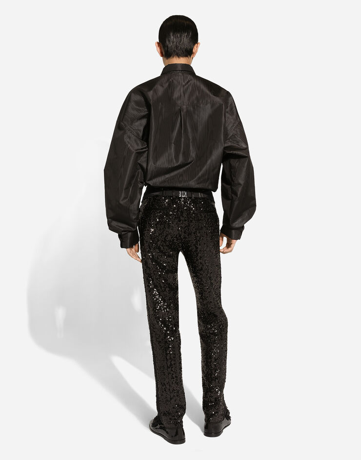 Dolce & Gabbana Classic tuxedo pants with sequins Black GP0F3TFLSGD