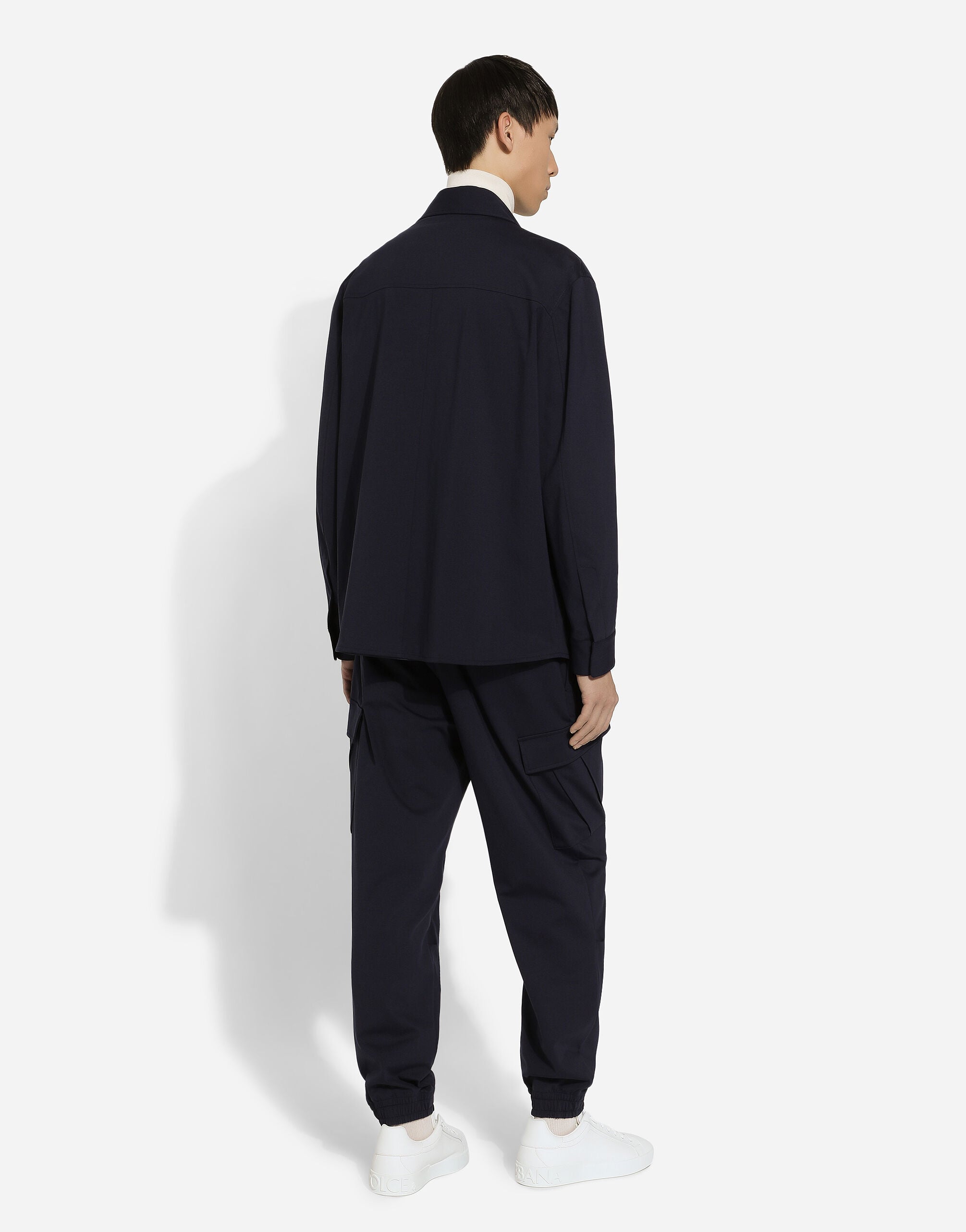 ブルーのメンズ カーゴパンツ ストレッチコットン プレート