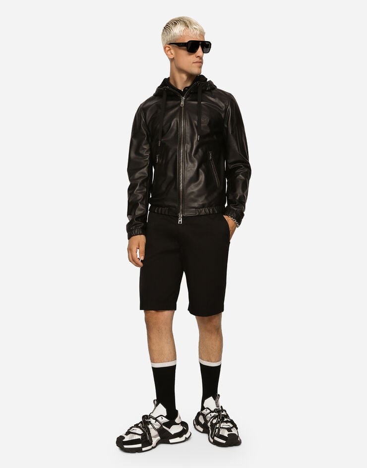 Dolce & Gabbana Куртка из кожи с капюшоном и фирменной пластинкой черный G9ZY6LHULR0